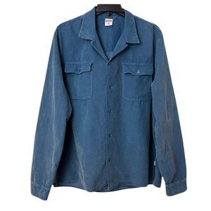 Birdwell Beach Britches Monterey Shirt Mens Blue Fine Wale Corduroy Button Up M